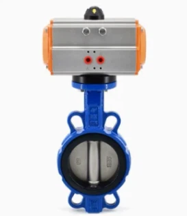 Válvula de mariposa de oblea con actuador neumático de acero inoxidable